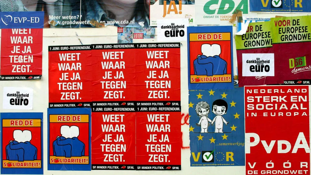 Posters for 2005 referendum campaign in the Netherlands  