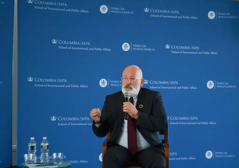Timmermans responds to a question from the audience