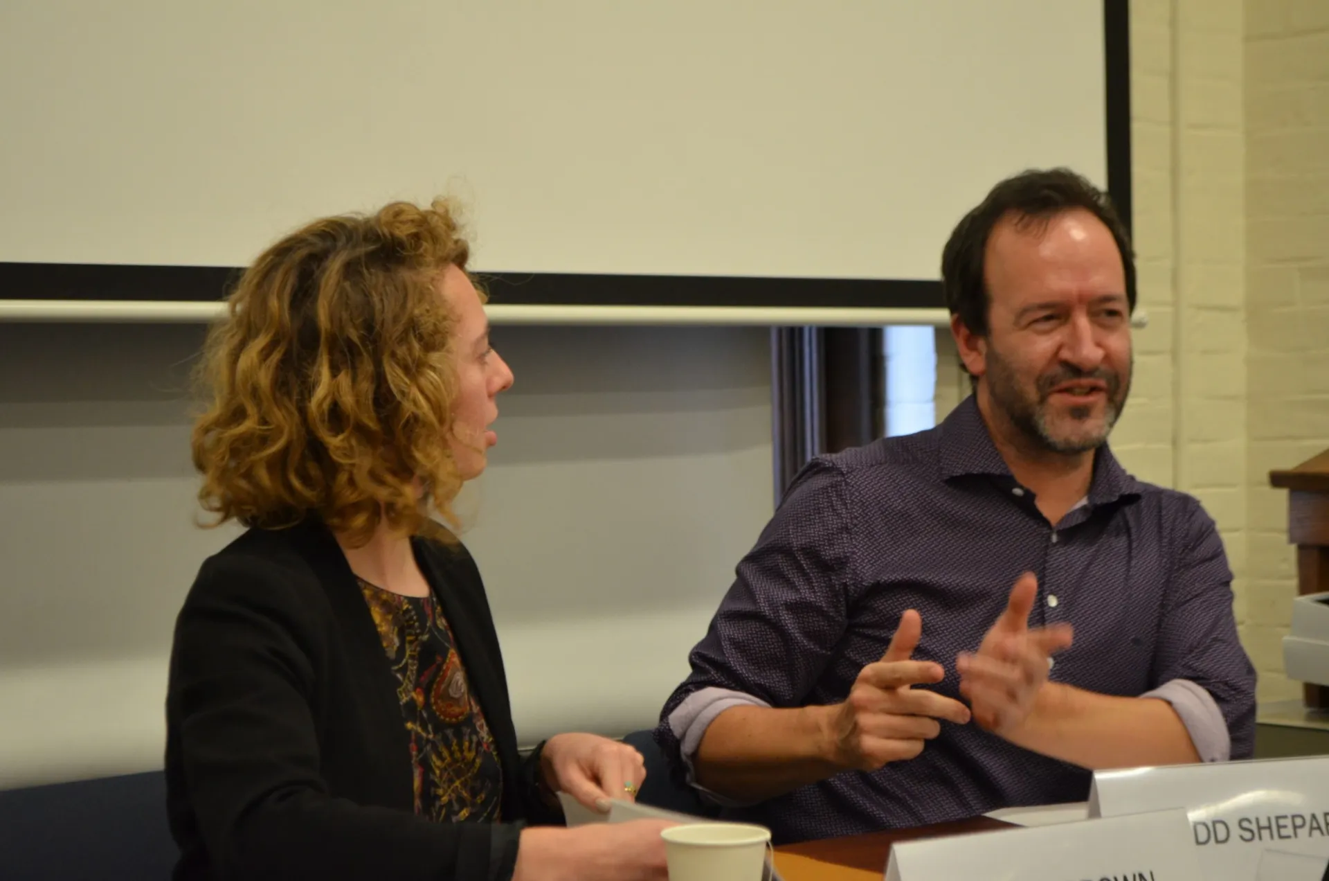Panelists Megan Brown and Todd Shepard