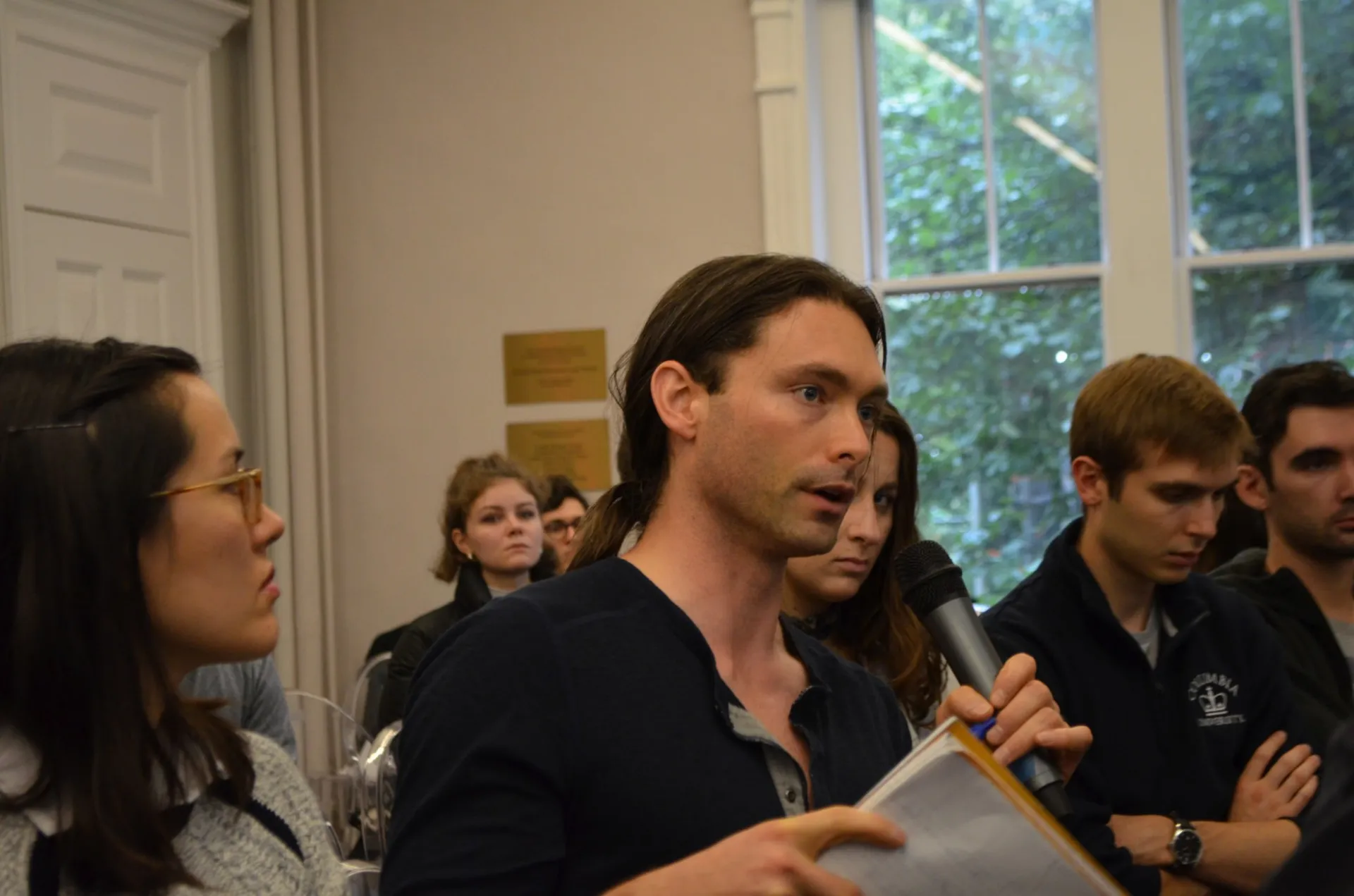 European Institute student Ivan Snook asks Pierre Moscovici a question