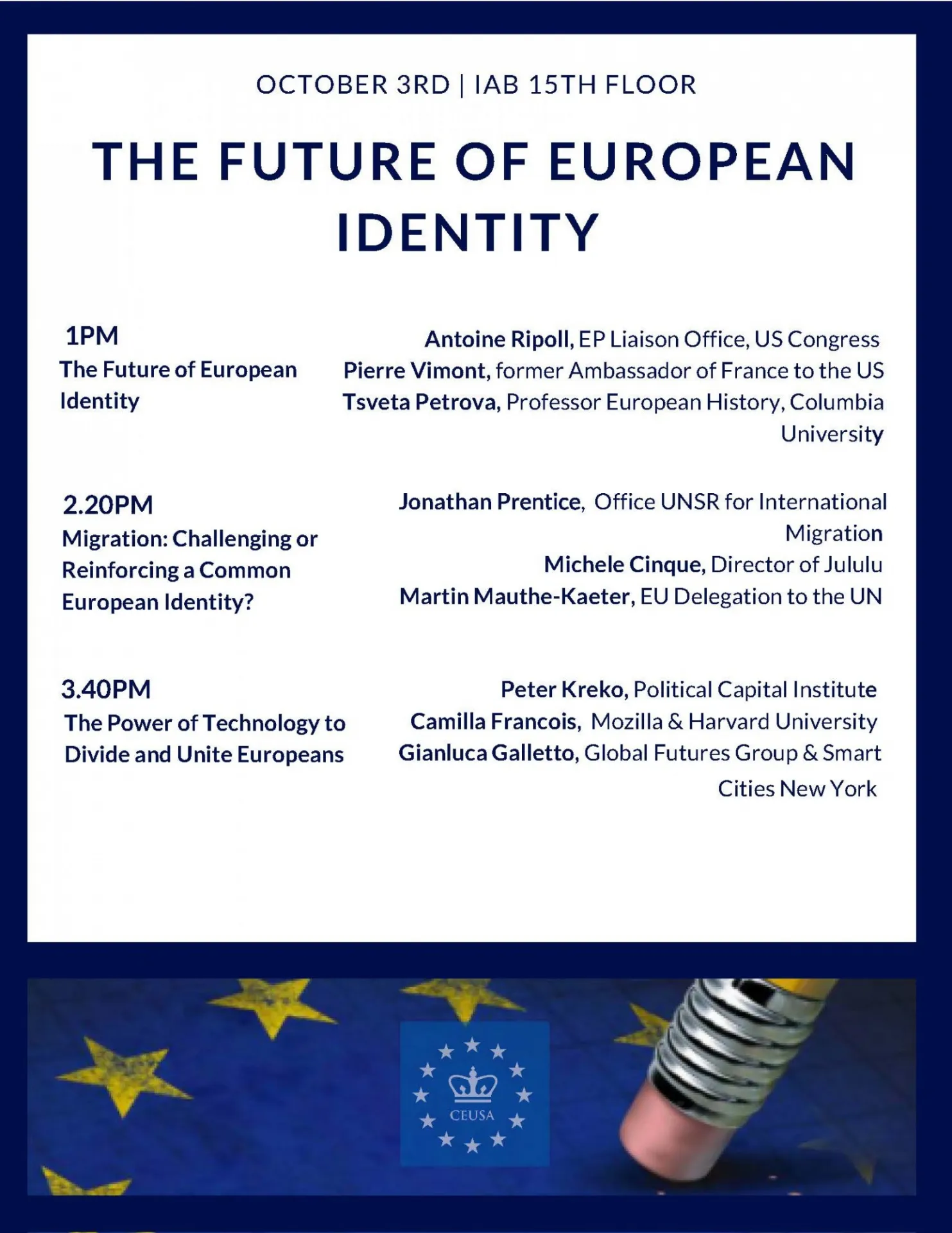 Poster for event program "The Future of European Identity"