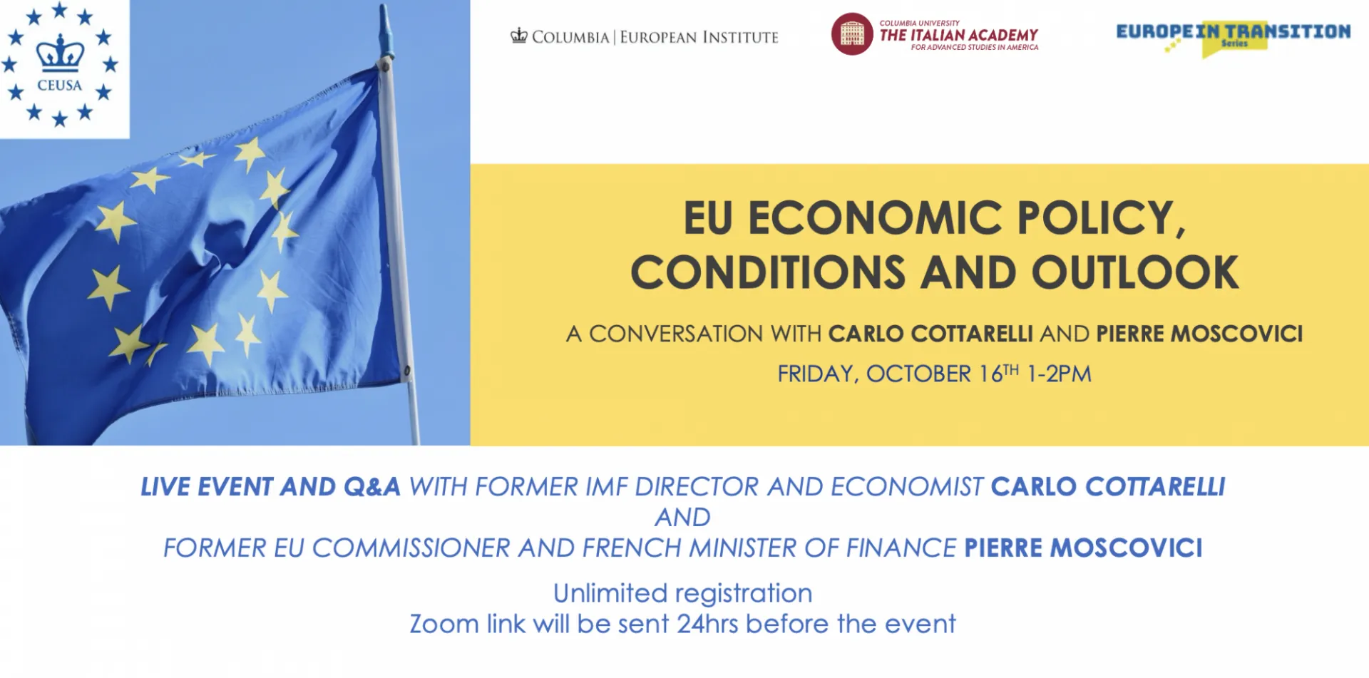 Flyer with EU flag and information for the event