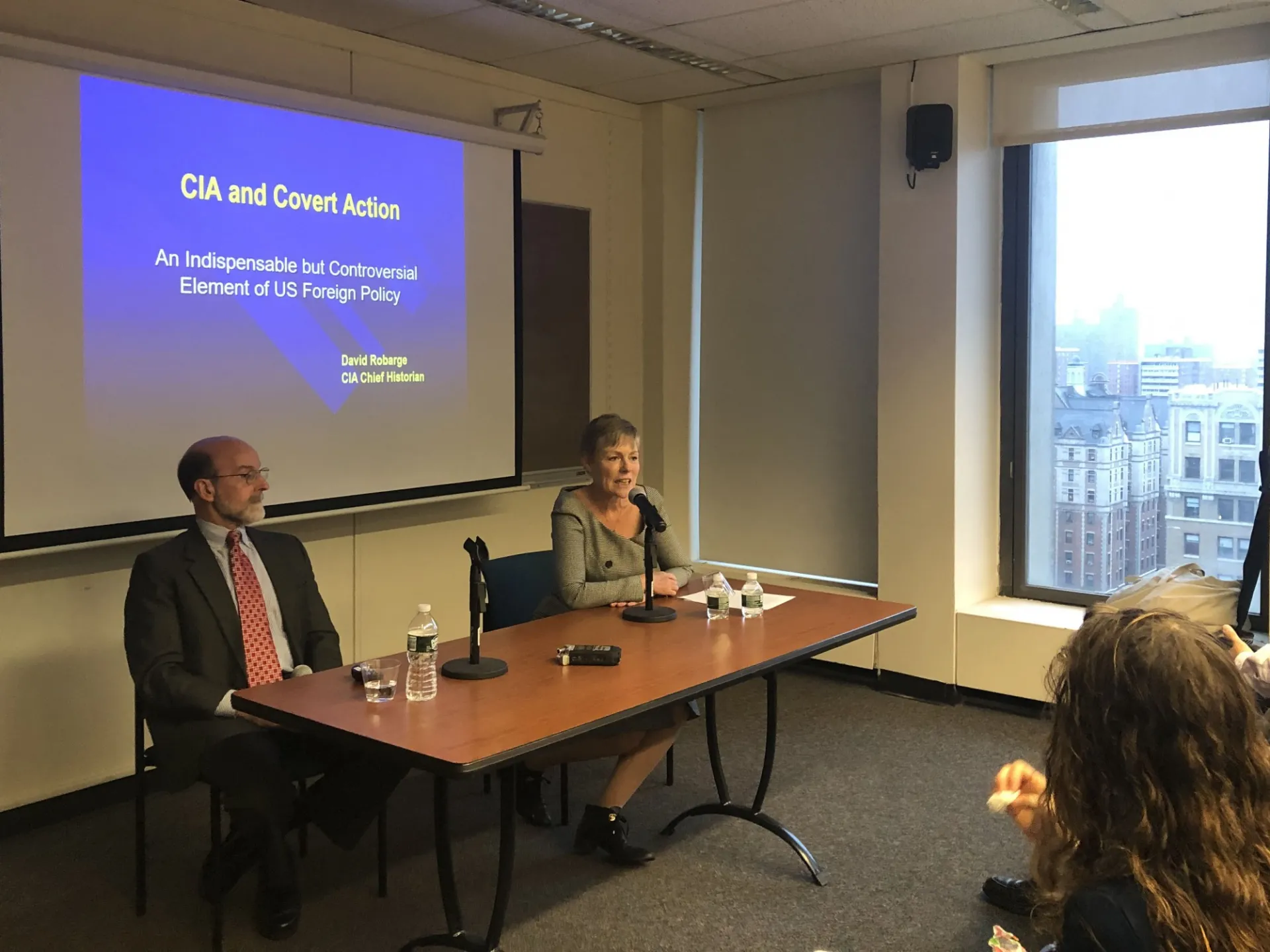 Professor Phillips introduces Dr. Robarge to the audience.