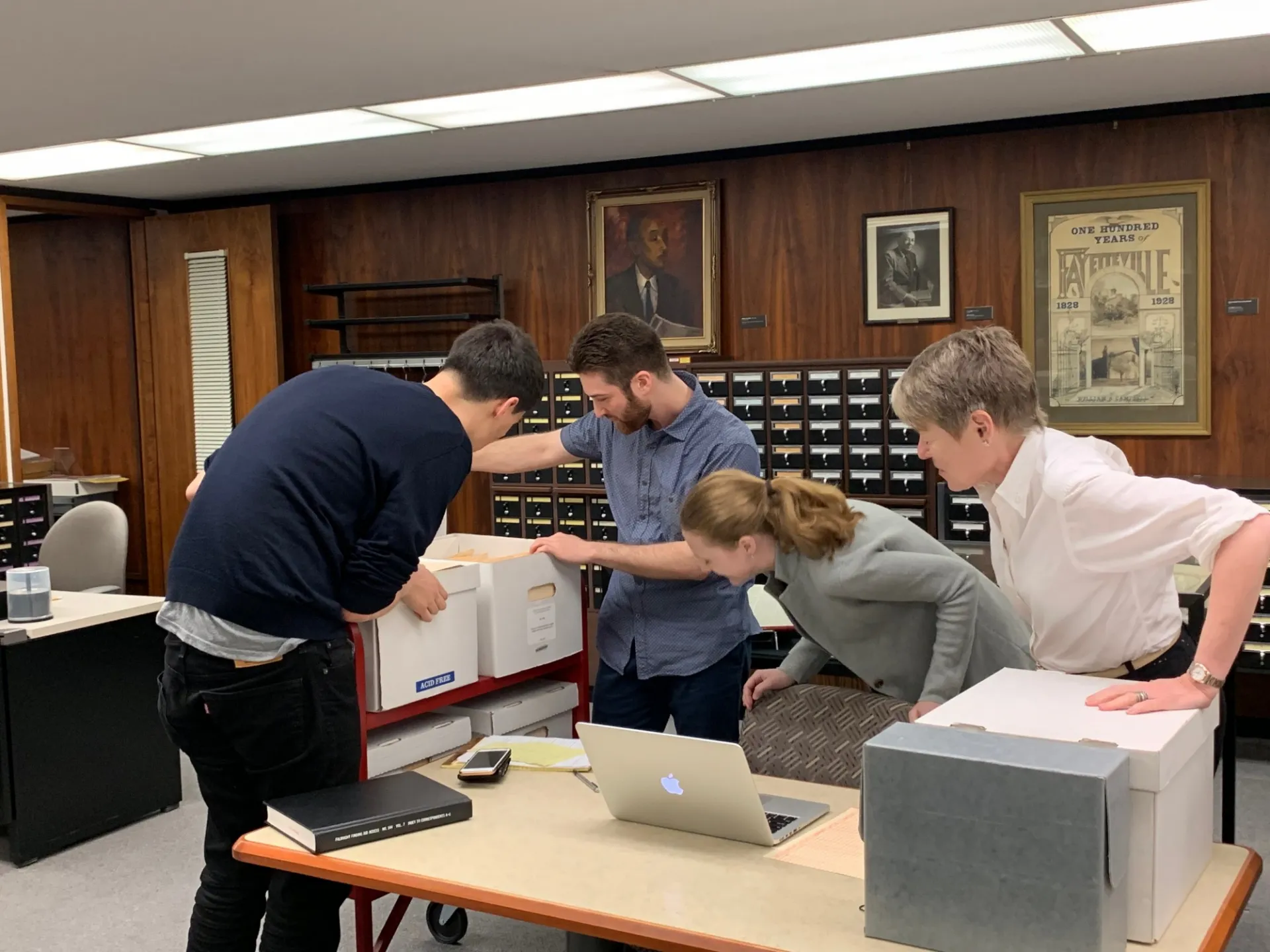 Students in the archive