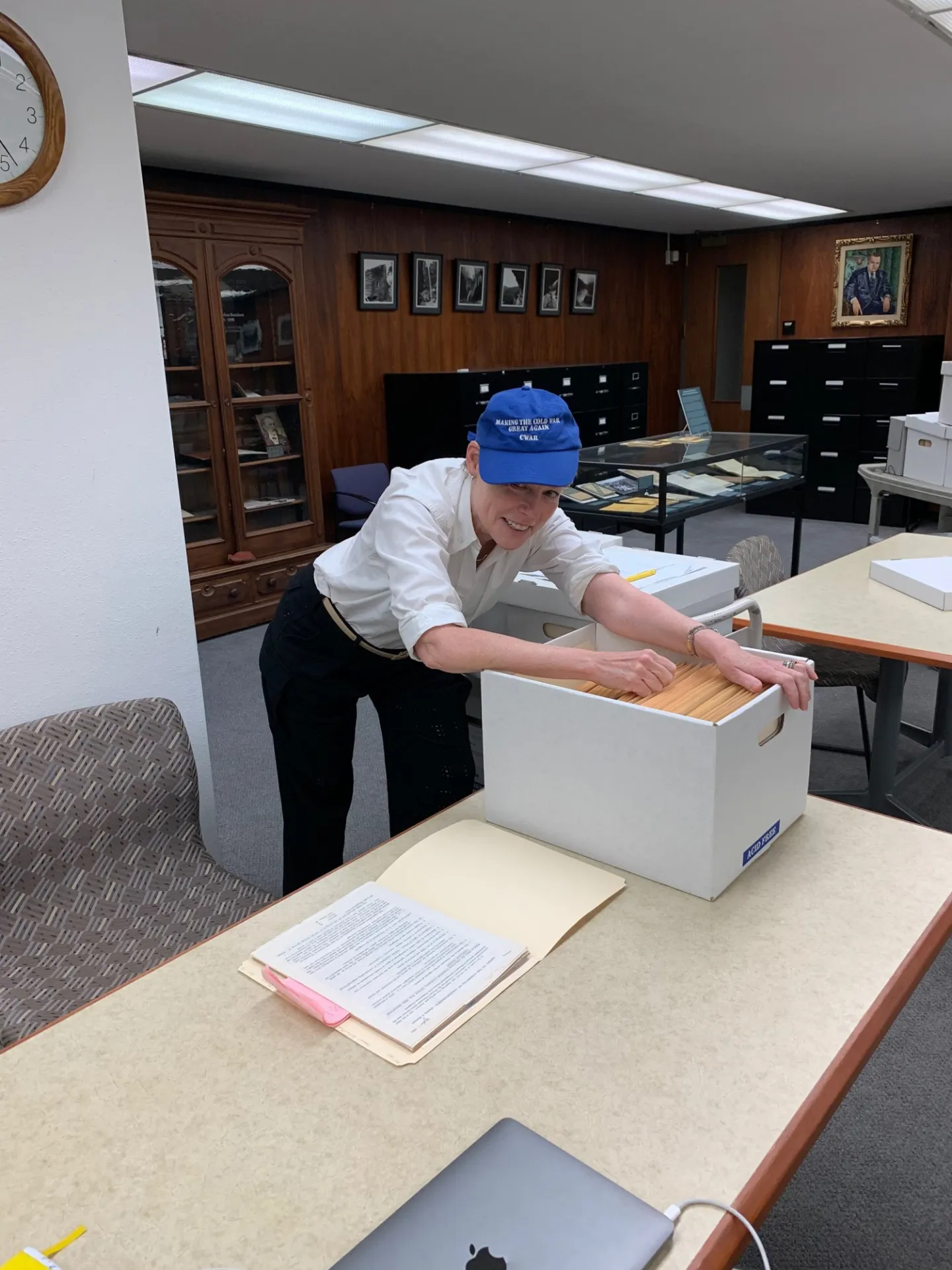 Prof. Victoria Phillips at the University of Arkansas archives